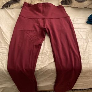 Maroon lululemon wunder under leggings